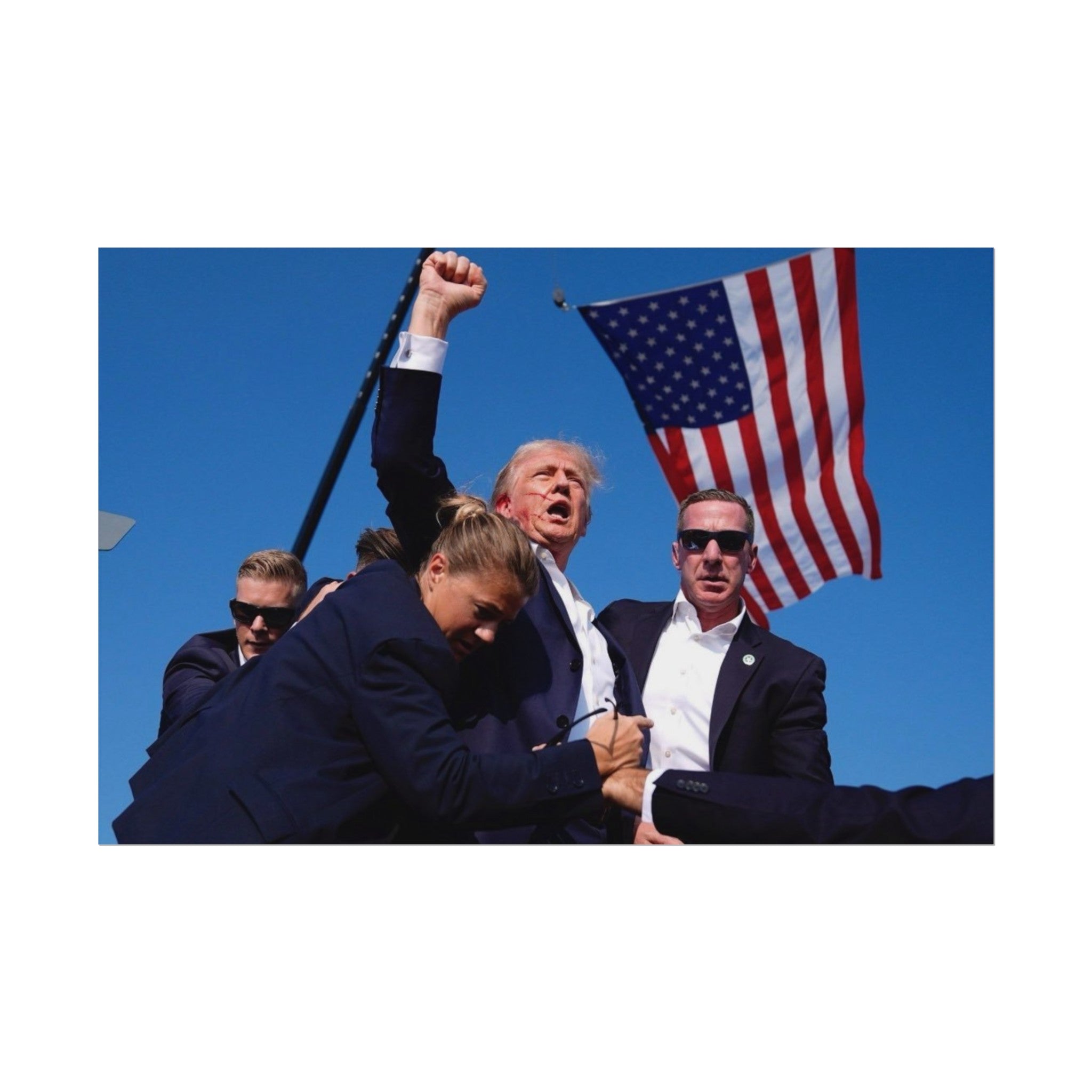 Trump Standing Strong Poster - A Tribute to American Resilience