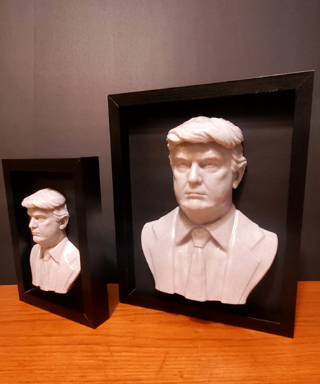 Framed 3D Half Bust of Donald Trump Marble